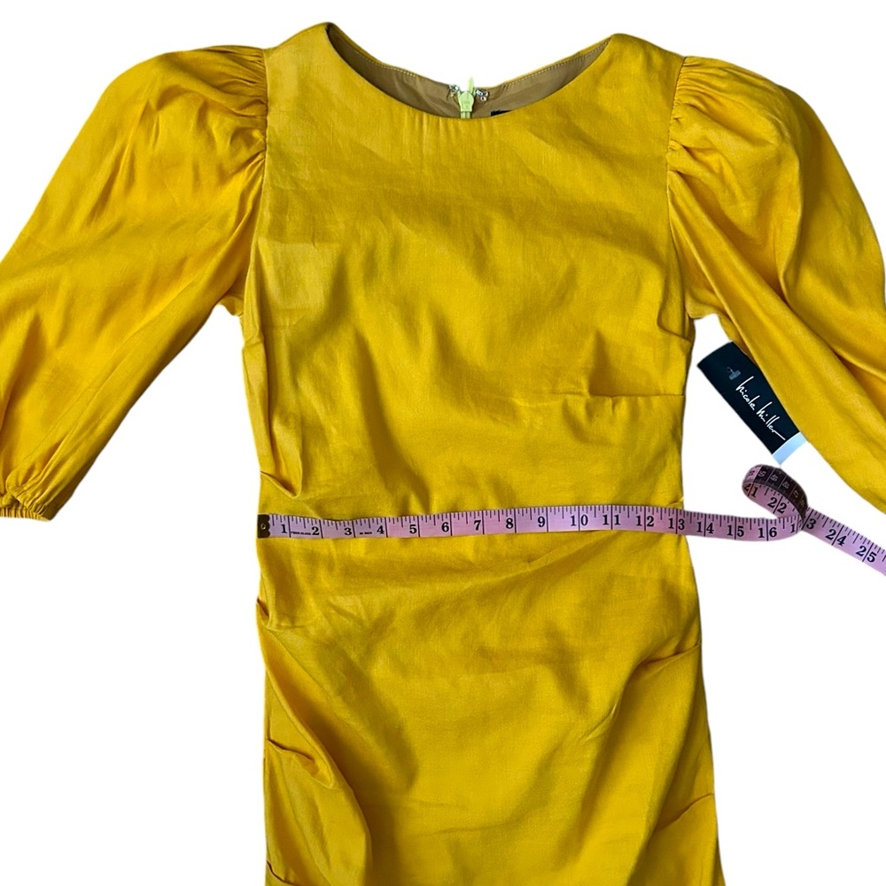 Nicole Miller Yellow Stretch Puff Sleeve Lauren Original Sample Dress XS… - Picture 11 of 15